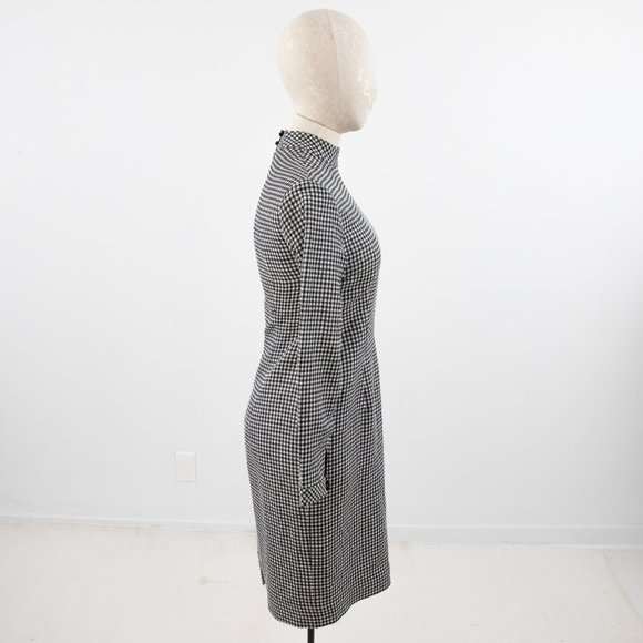 Vintage M Wool Silk Gingham Plaid Check Dress - Picture 7 of 12